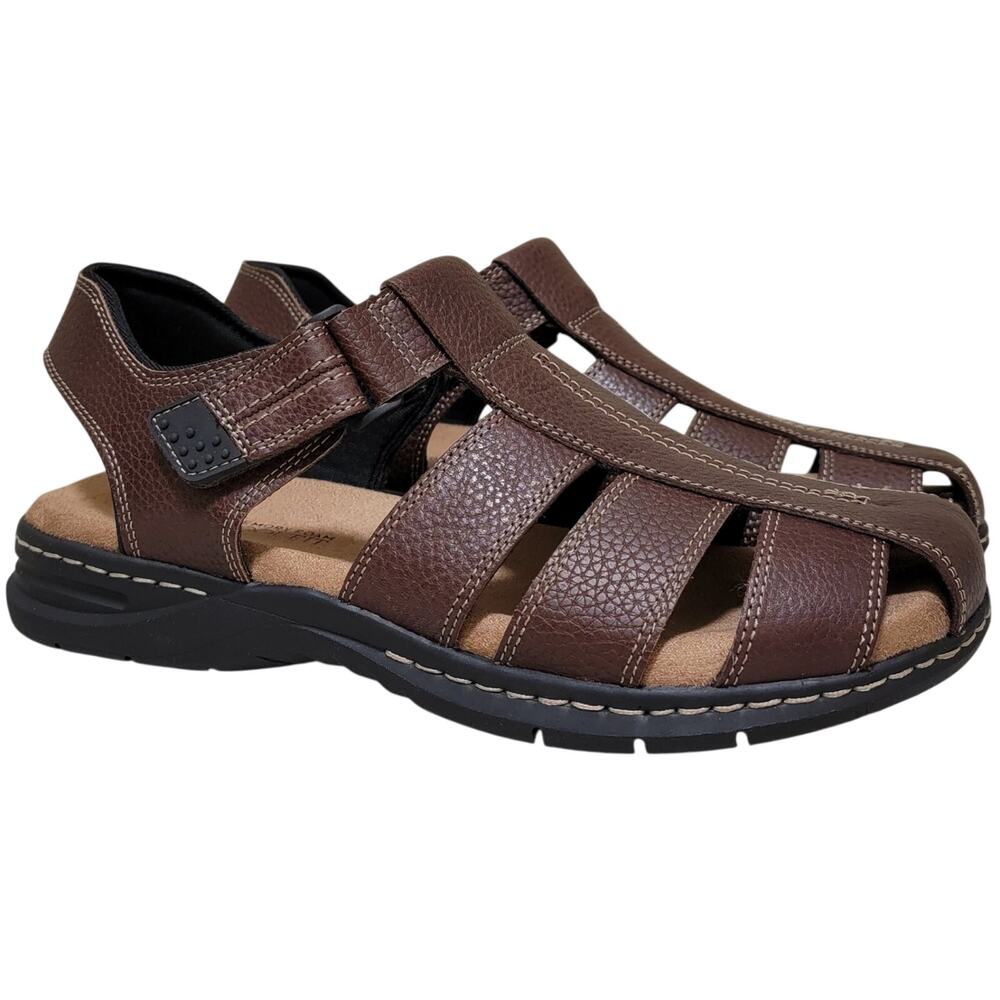 Dr Scholl's Men Gaston Fisherman Sandals Size US 9W Briar Brown Leather